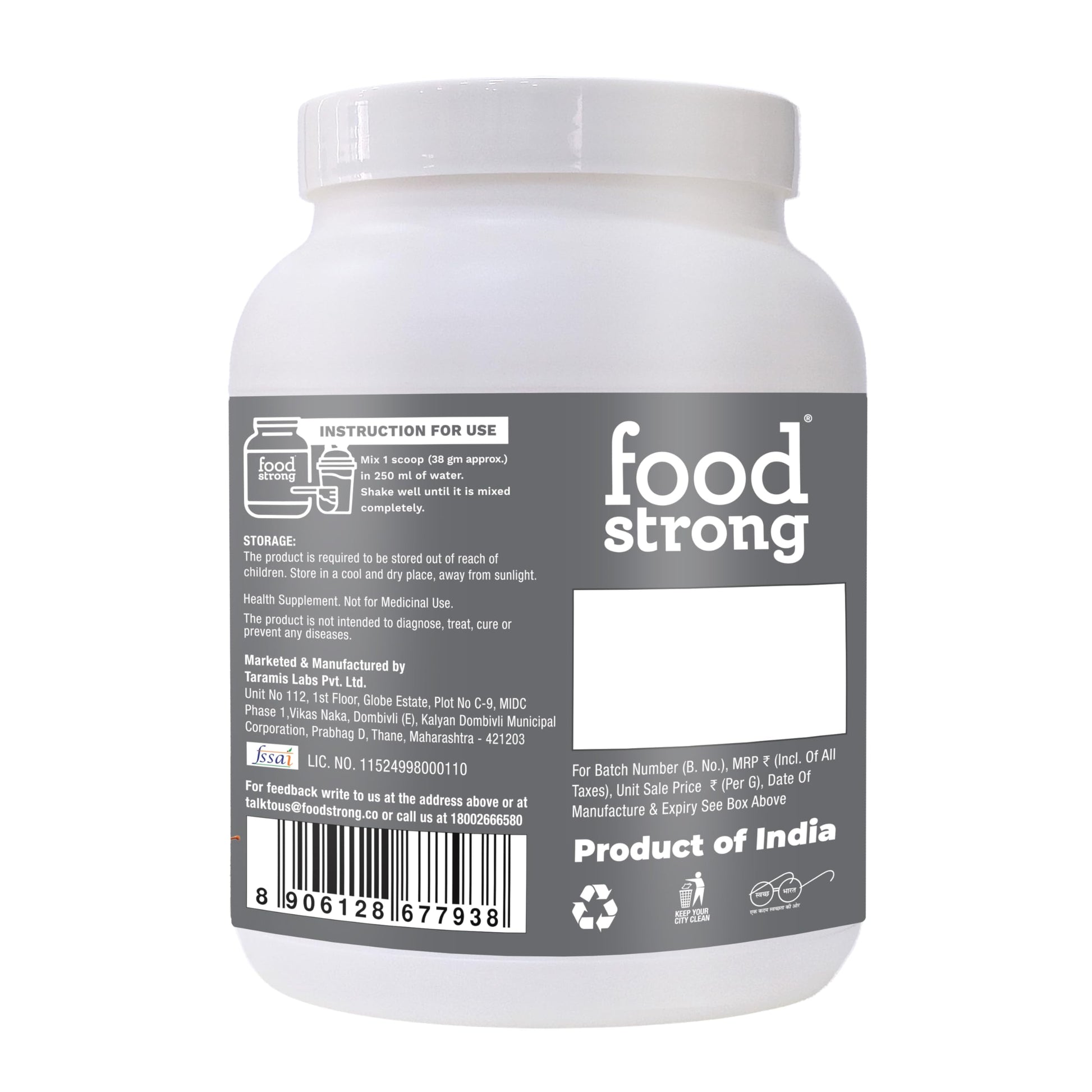 Foodstrong Whey Protein Isolate, Grass-Fed Hormone-Free, With Turmeric and Digestive Enzymes, No Added Sugar - in use (17)
