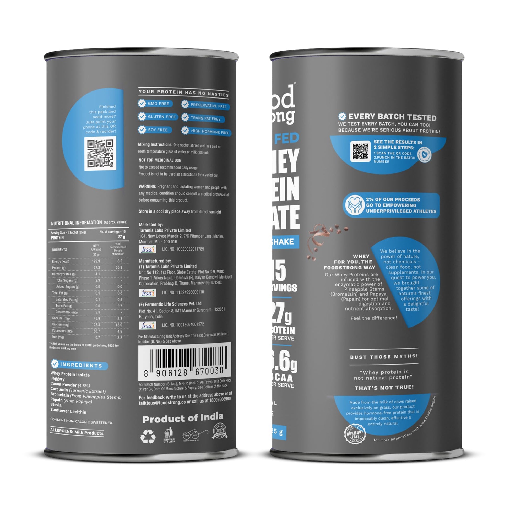 Foodstrong Whey Protein Isolate, Grass-Fed Hormone-Free, With Turmeric and Digestive Enzymes, No Added Sugar - in use
