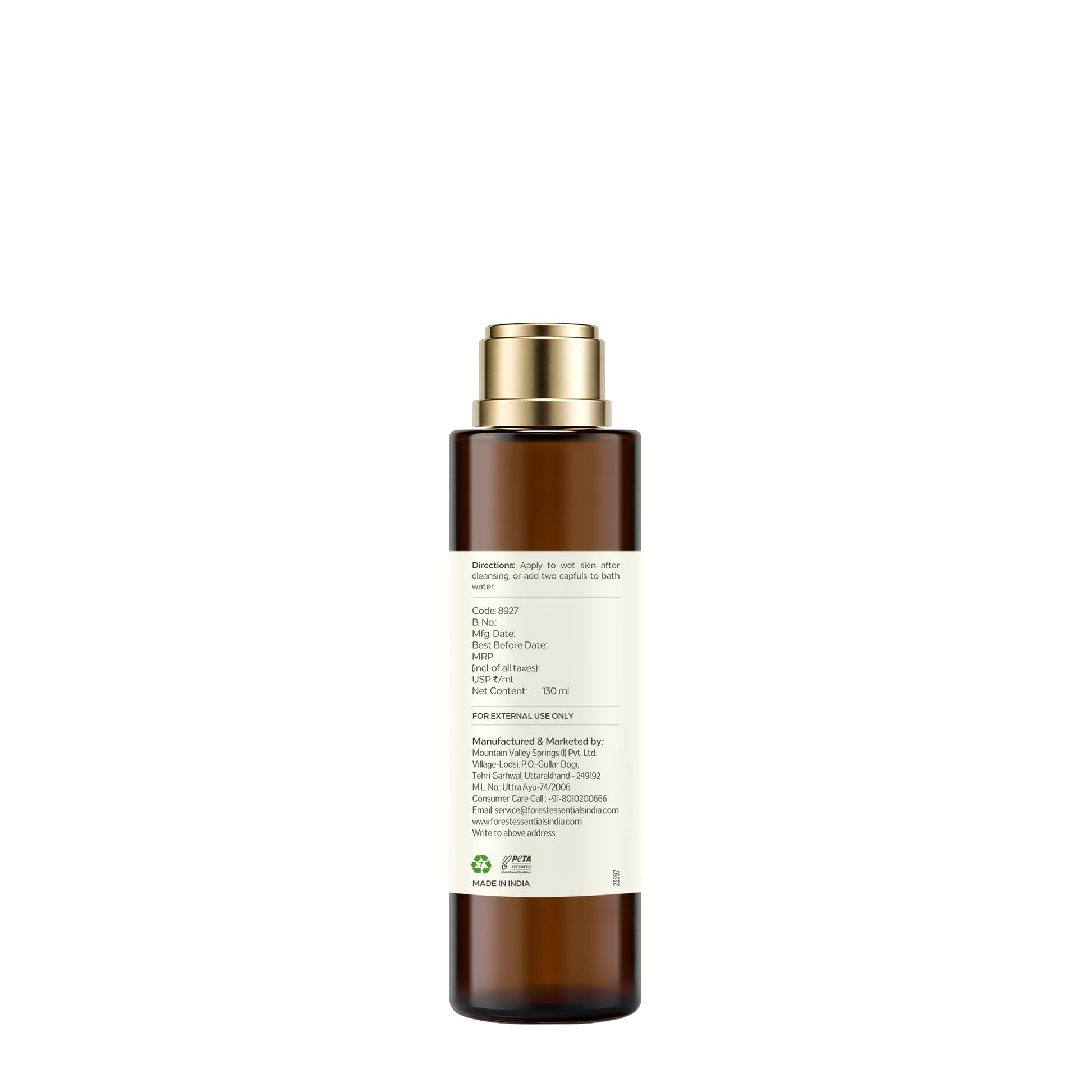 Forest Essentials After Bath Oil Indian Rose, Natural Body Oil for Daily Post-Shower Use - front view (7)