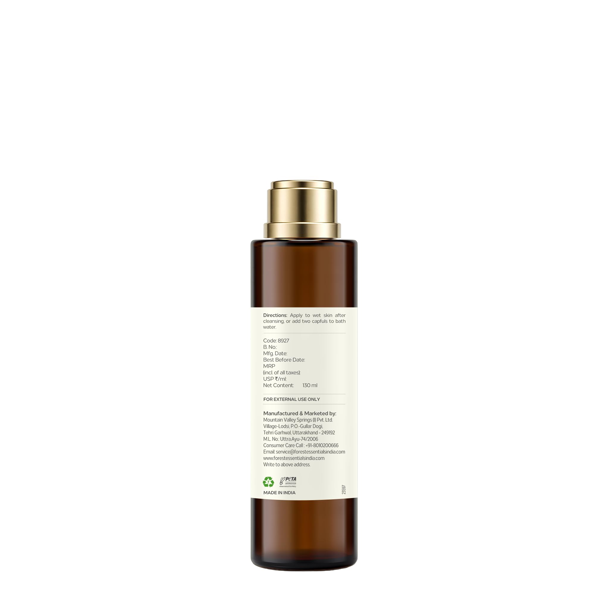 Forest Essentials After Bath Oil Indian Rose, Natural Body Oil for Daily Post-Shower Use - front view (7)