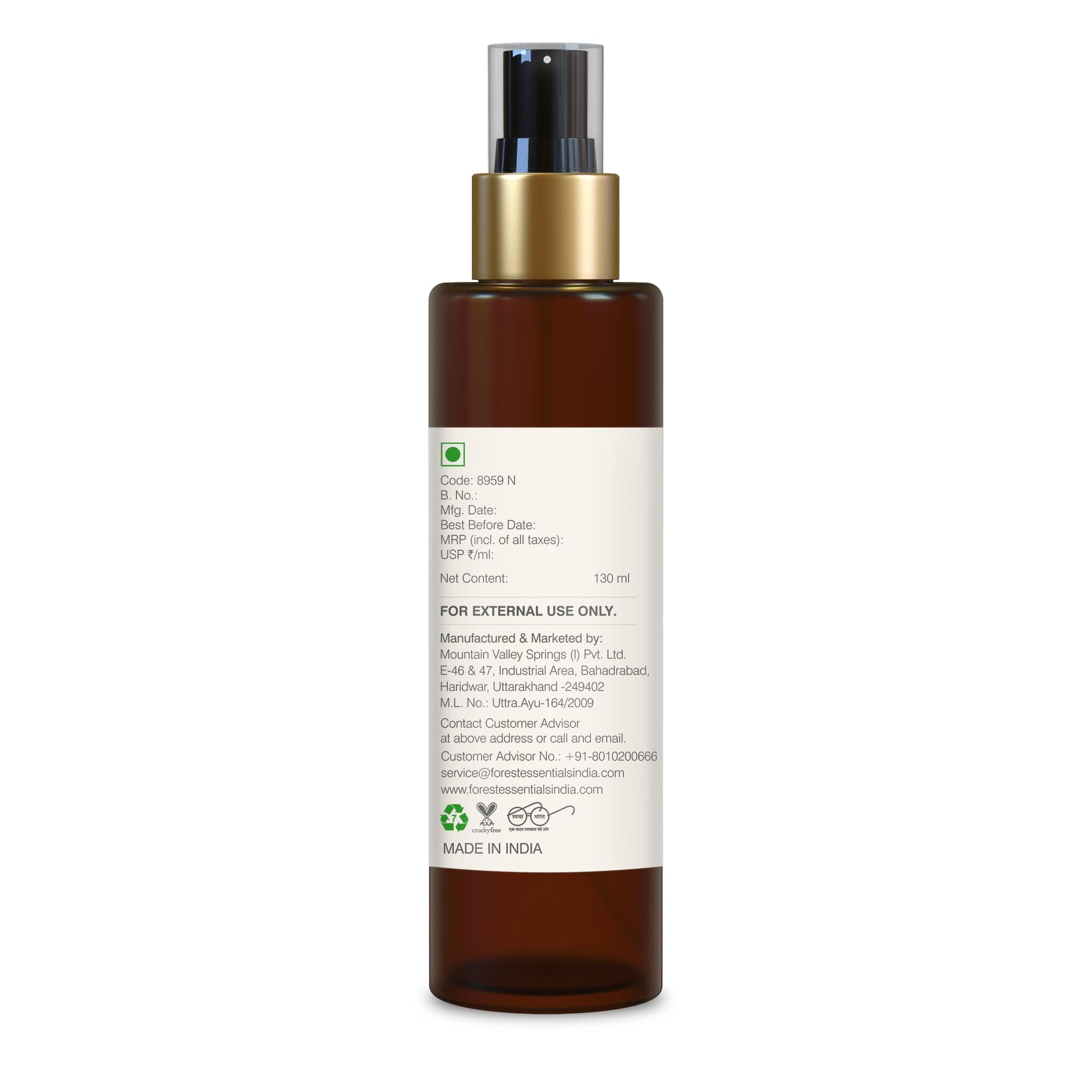 Forest Essentials Fragrant Body Mist Nargis - Aloe Vera Infused Perfume Spray, Unisex, Organic - label detail (12)