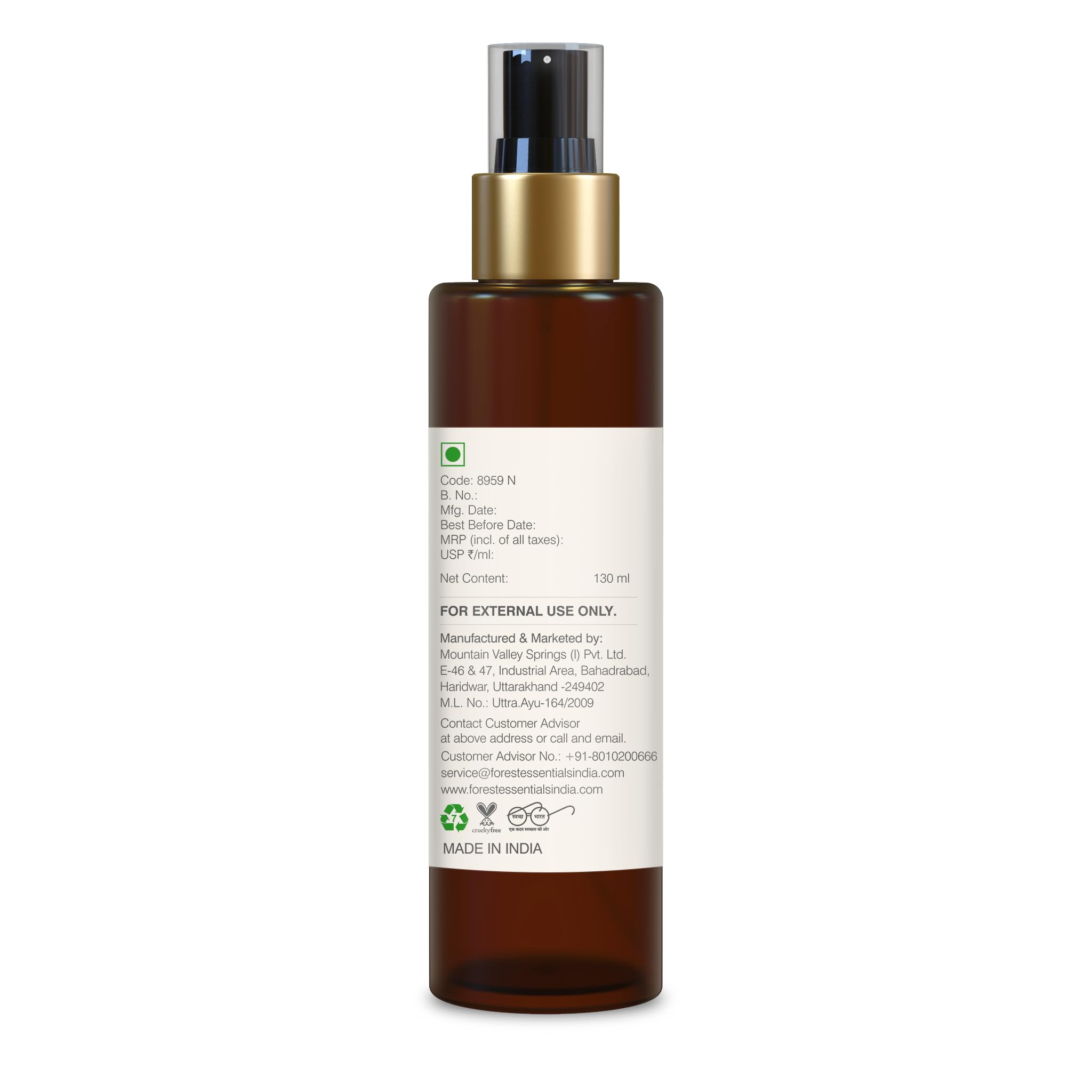 Forest Essentials Fragrant Body Mist Nargis - Aloe Vera Infused Perfume Spray, Unisex, Organic - label detail (12)
