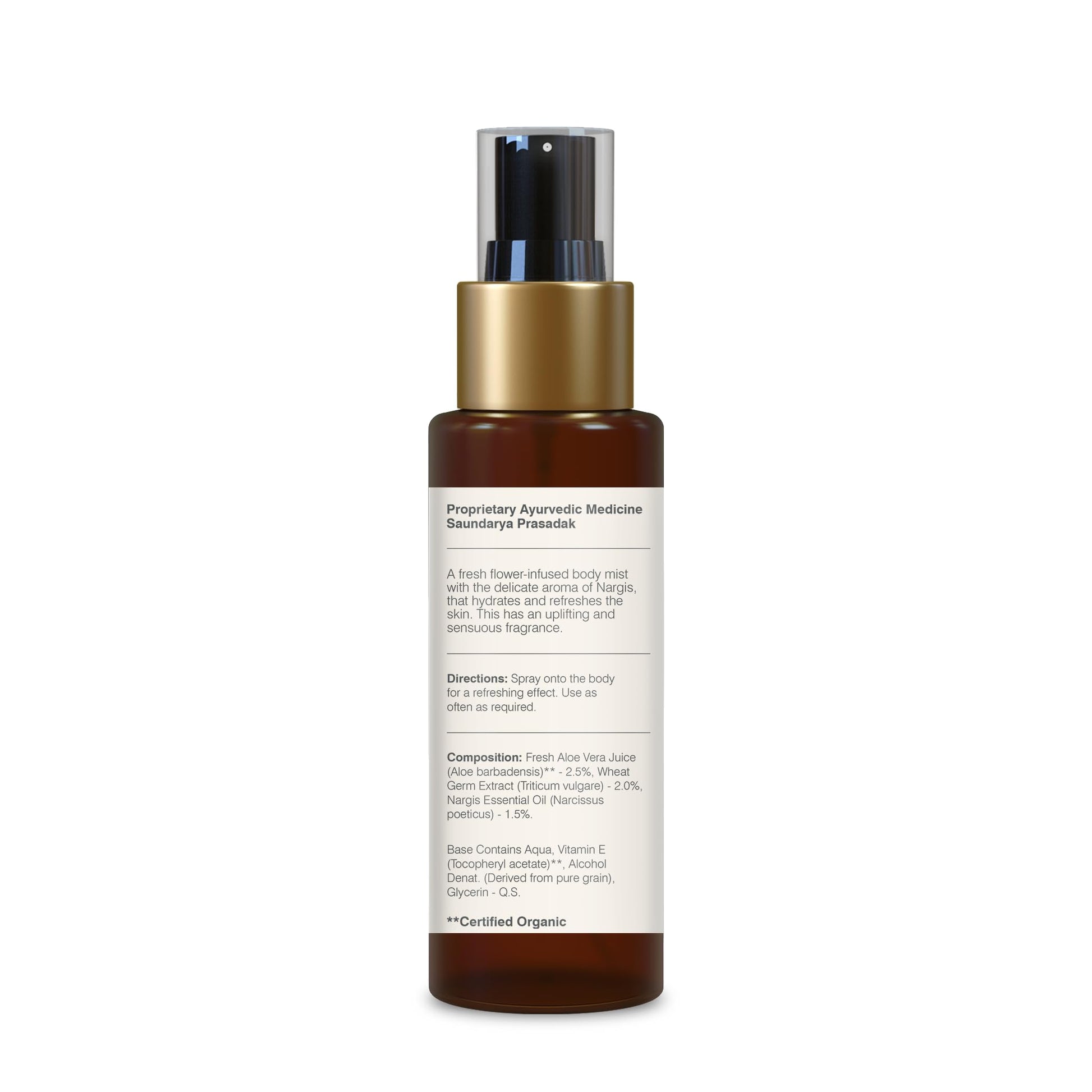 Forest Essentials Fragrant Body Mist Nargis - Aloe Vera Infused Perfume Spray, Unisex, Organic - packaging