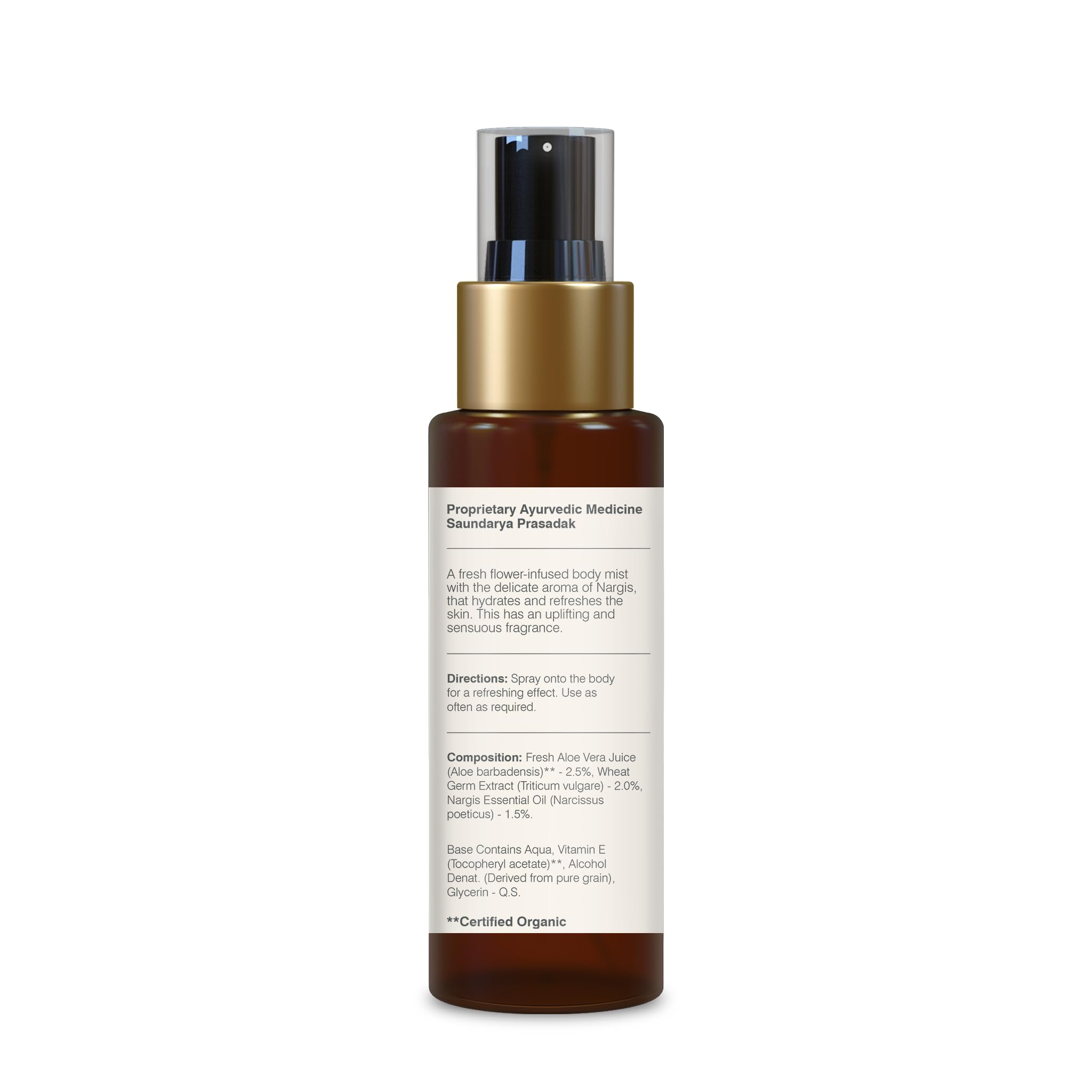 Forest Essentials Fragrant Body Mist Nargis - Aloe Vera Infused Perfume Spray, Unisex, Organic - packaging