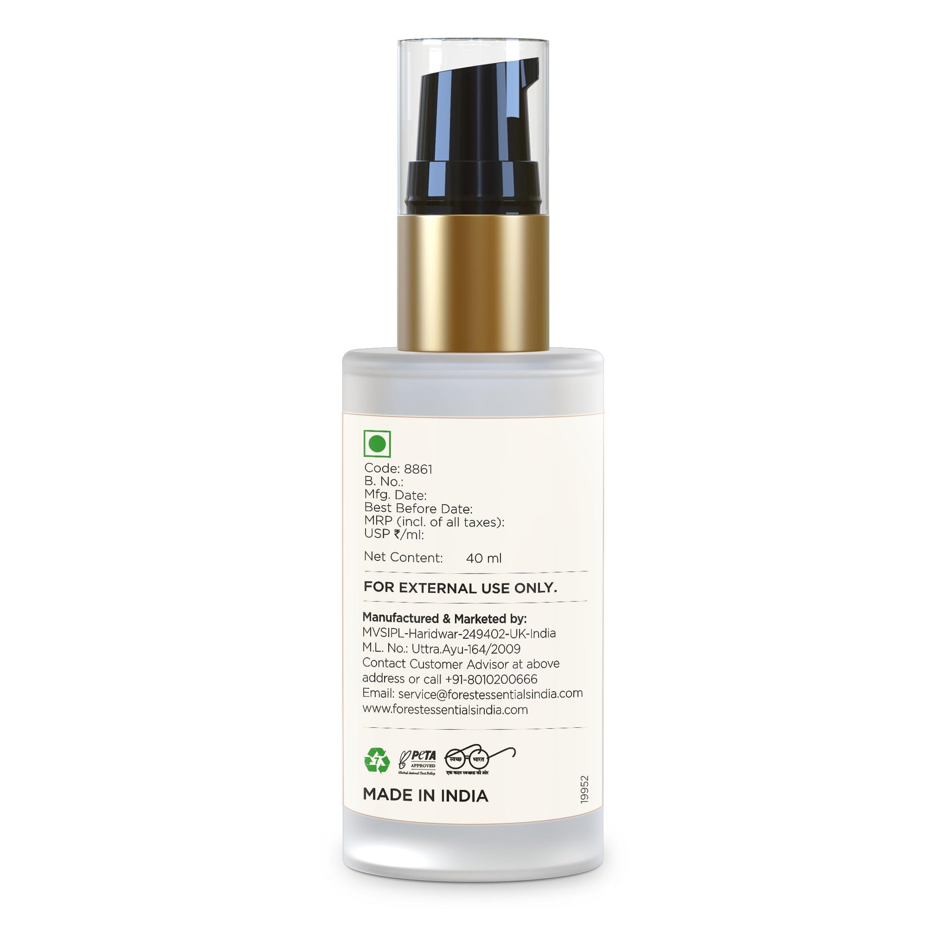 Forest Essentials Light Day Lotion Lavender & Neroli, SPF 30 PA++, 40ml, Ayurvedic Face Moisturizer - back view