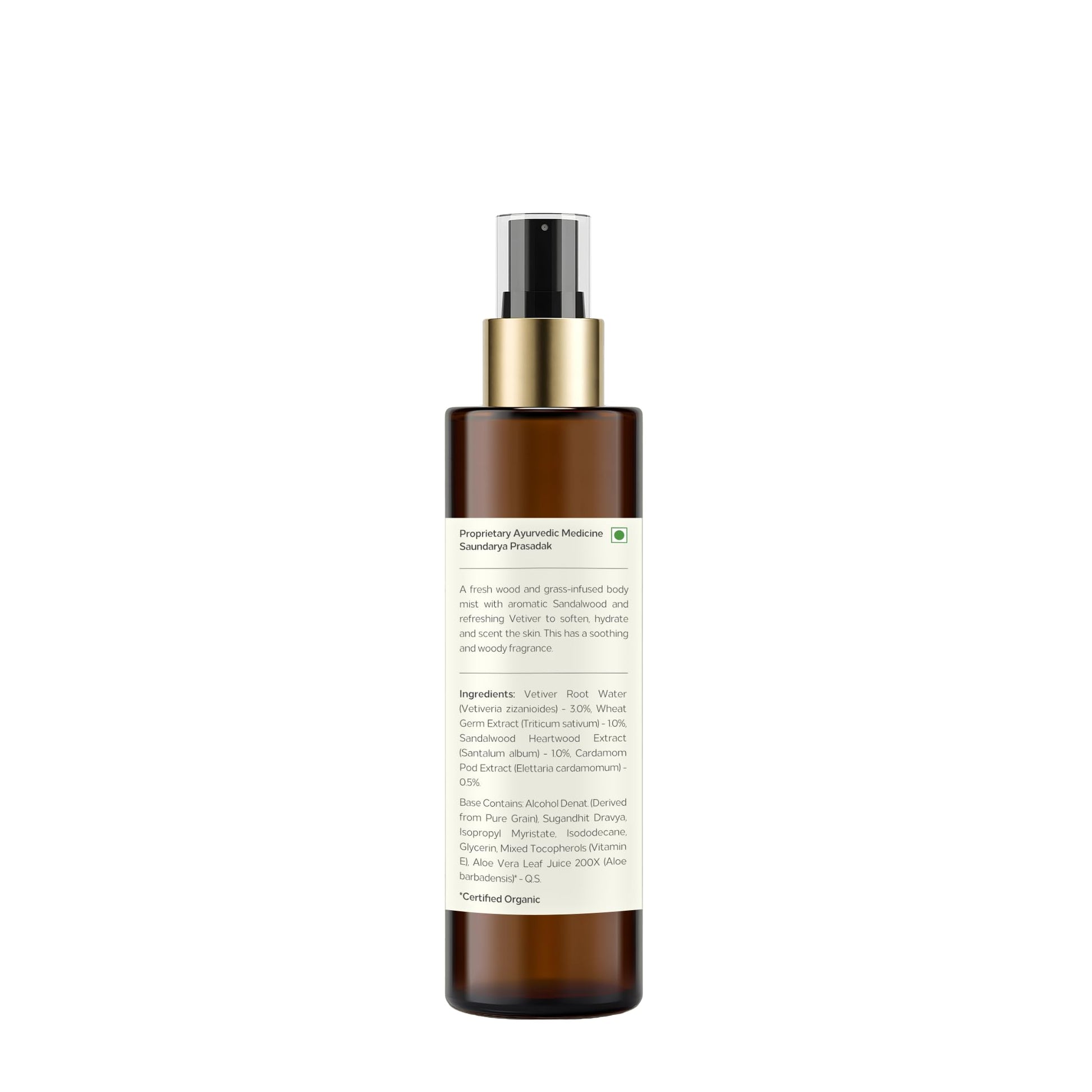 Forest Essentials Sandalwood & Vetiver Body Mist with Aloe Vera Juice - Unisex Fragrance - front view (7)