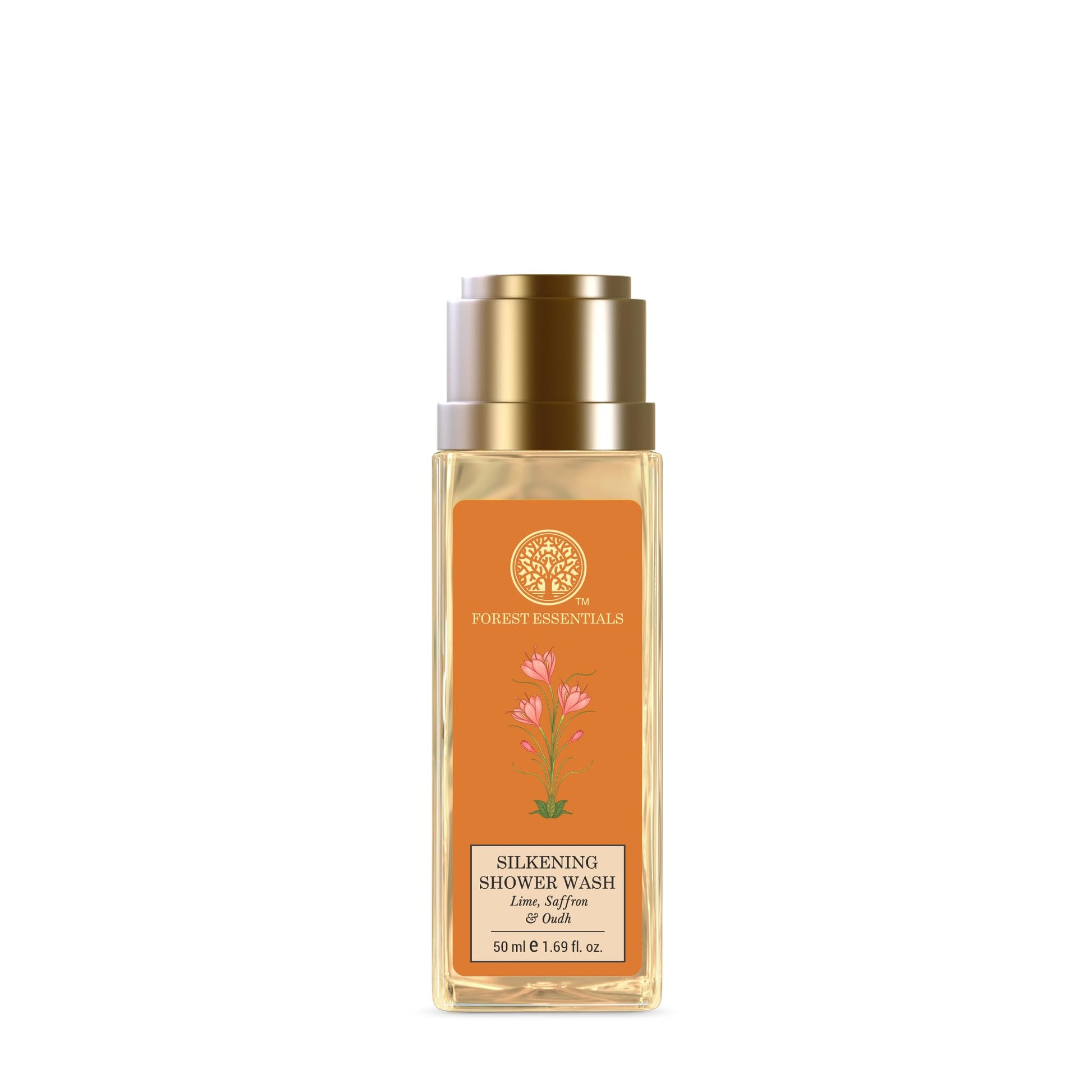 Forest Essentials Shower Wash Lime Saffron Oudh, Ayurvedic Body Wash Gel, 50ml, Sulphate-Free, Unisex