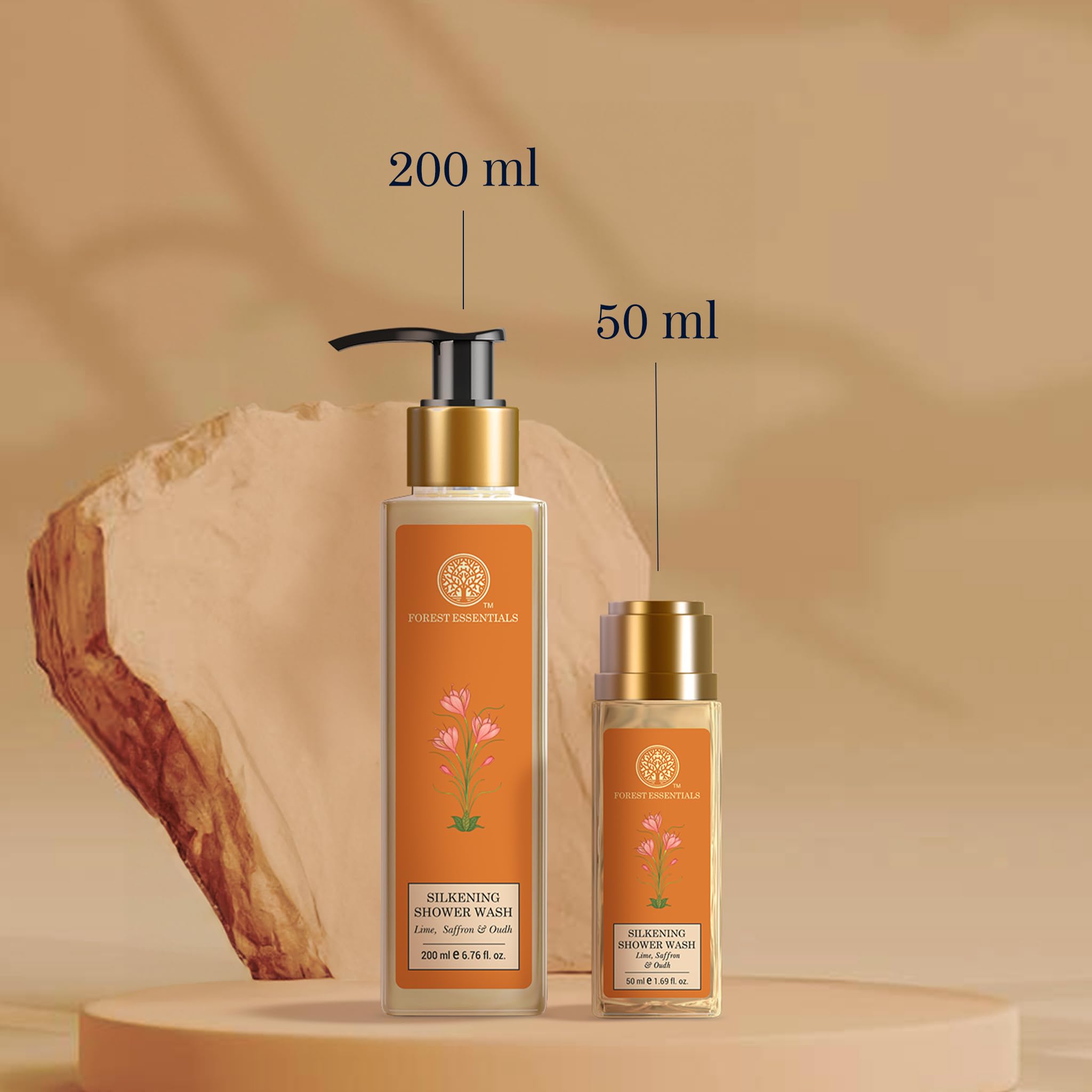 Forest Essentials Shower Wash Lime Saffron Oudh, Ayurvedic Body Wash Gel, 50ml, Sulphate-Free, Unisex - label detail
