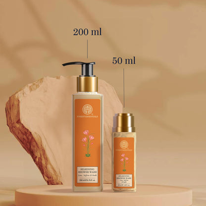 Forest Essentials Shower Wash Lime Saffron Oudh, Ayurvedic Body Wash Gel, 50ml, Sulphate-Free, Unisex - label detail