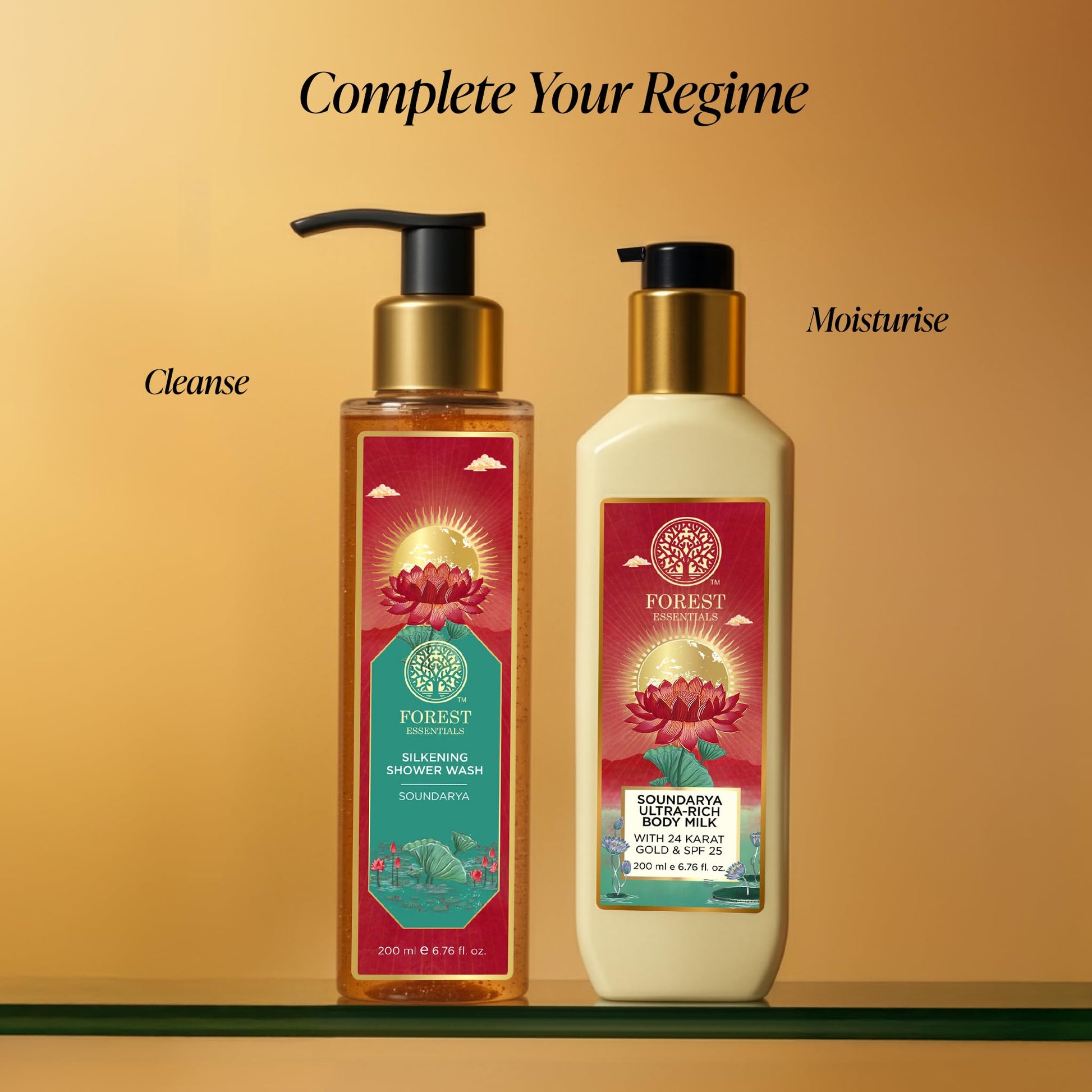Forest Essentials Ultra Rich Body Milk Soundarya with 24K Gold and SPF 25, Ayurvedic Body Lotion, 200ml - packaging