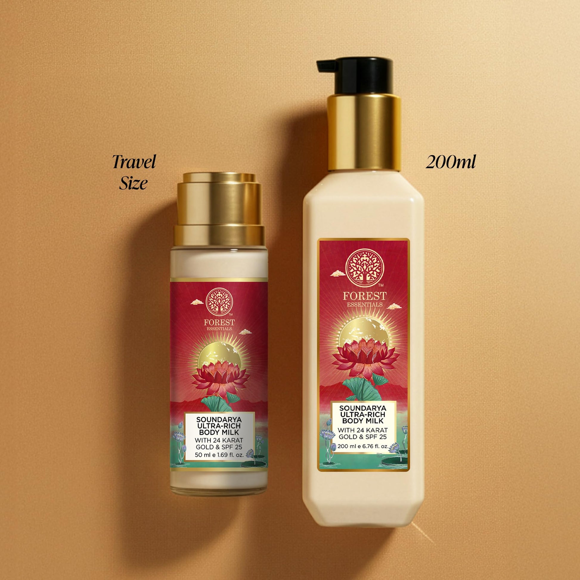 Forest Essentials Ultra Rich Body Milk Soundarya with 24K Gold and SPF 25, Ayurvedic Body Lotion, 200ml - label detail