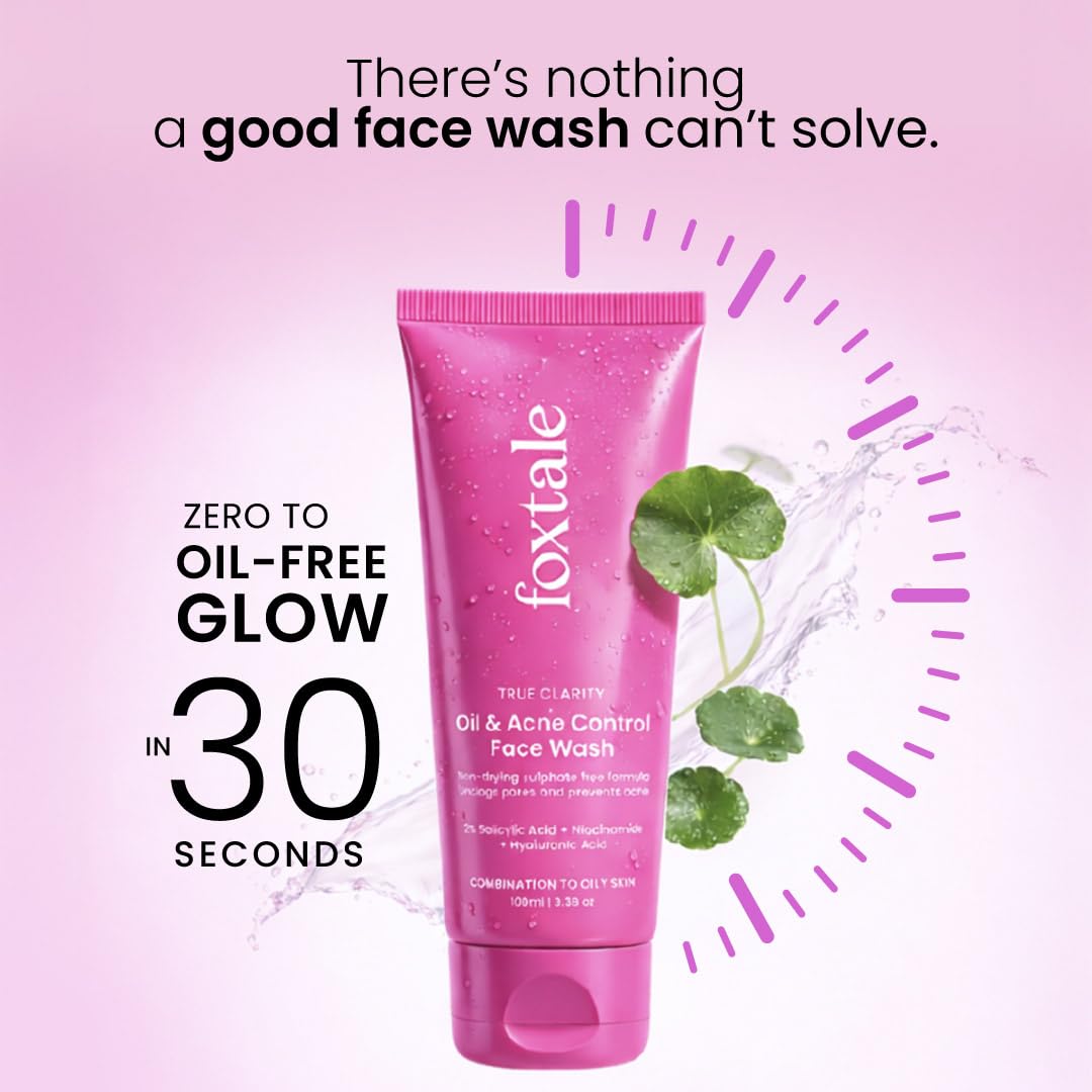 FoxTale Face Wash with 2% Salicylic Acid and Niacinamide for Oily and Acne-Prone Skin - in use