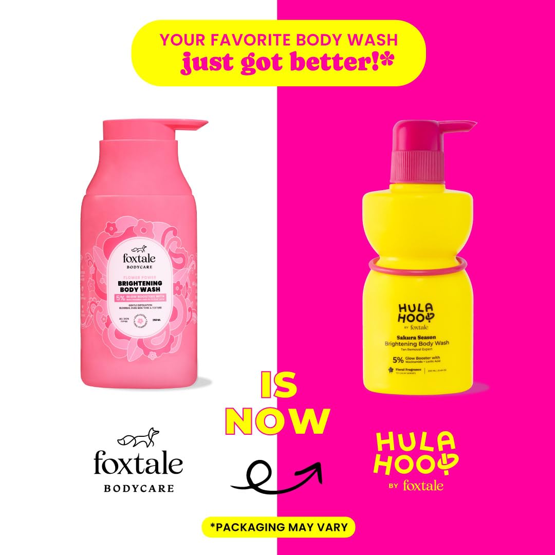 FoxTale Hula Hoop 8% De-Tan Body Wash, 2x250ml, with Niacinamide, Glycolic Acid & Salicylic Acid, Unisex - front view (10)