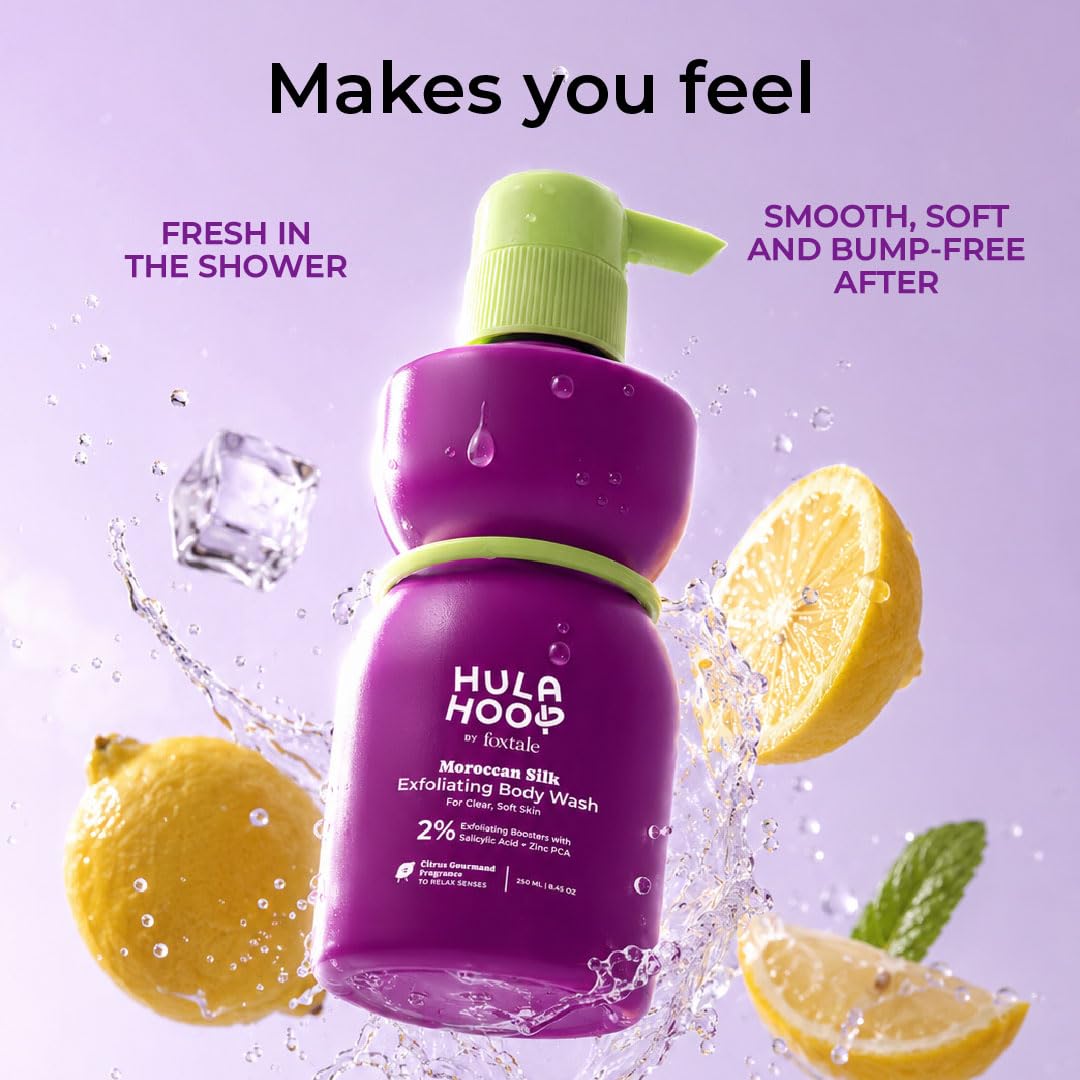 FoxTale Hula Hoop 8% De-Tan Body Wash, 2x250ml, with Niacinamide, Glycolic Acid & Salicylic Acid, Unisex - label detail (21)