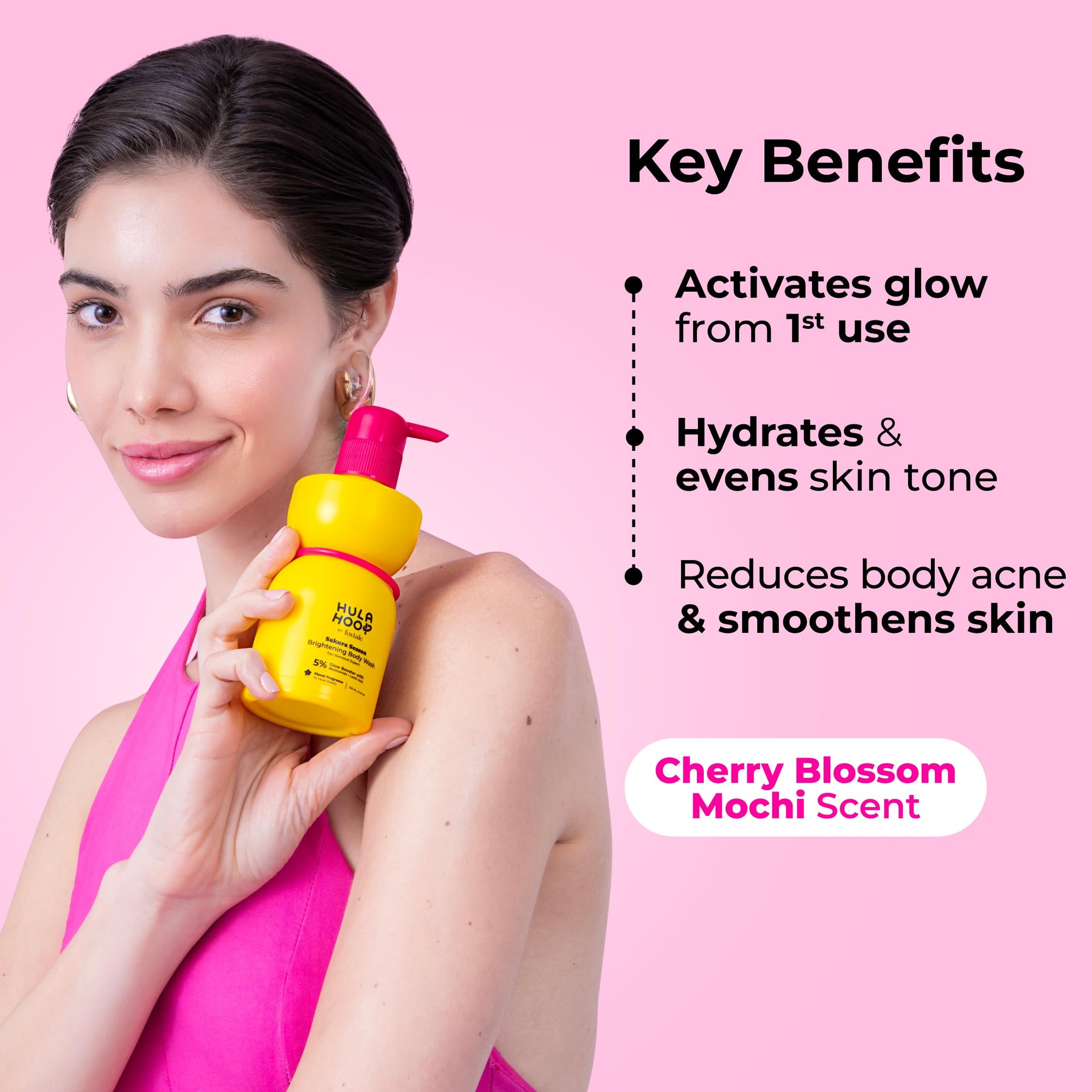 FoxTale Hula Hoop 8% De-Tan Body Wash, 2x250ml, with Niacinamide, Glycolic Acid & Salicylic Acid, Unisex - front view (27)