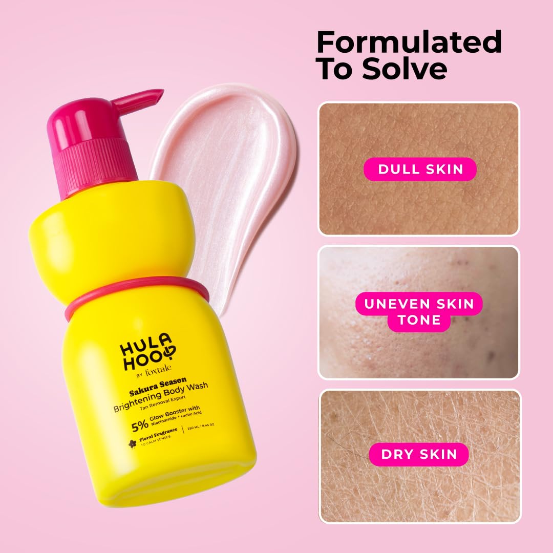 FoxTale Hula Hoop 8% De-Tan Body Wash, 2x250ml, with Niacinamide, Glycolic Acid & Salicylic Acid, Unisex - packaging (29)