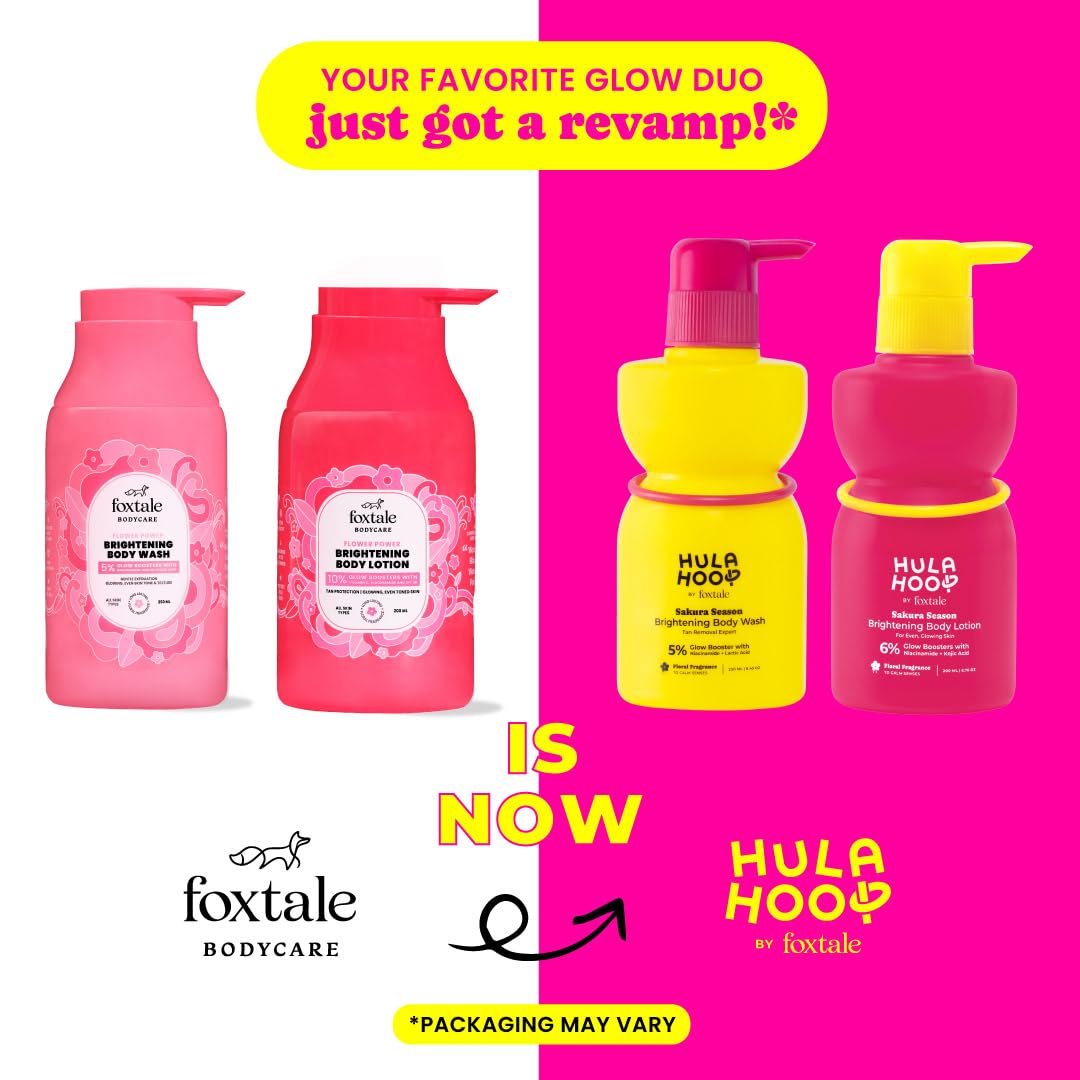 FoxTale Hula Hoop 8% De-Tan Body Wash, 2x250ml, with Niacinamide, Glycolic Acid & Salicylic Acid, Unisex - front view (46)