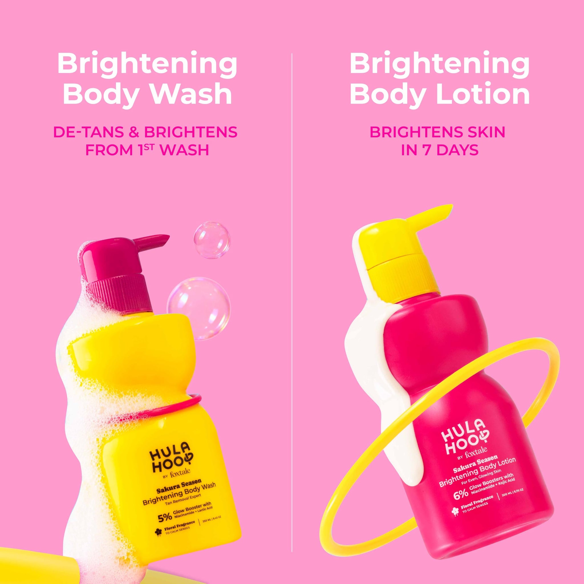 FoxTale Hula Hoop 8% De-Tan Body Wash, 2x250ml, with Niacinamide, Glycolic Acid & Salicylic Acid, Unisex - back view (47)