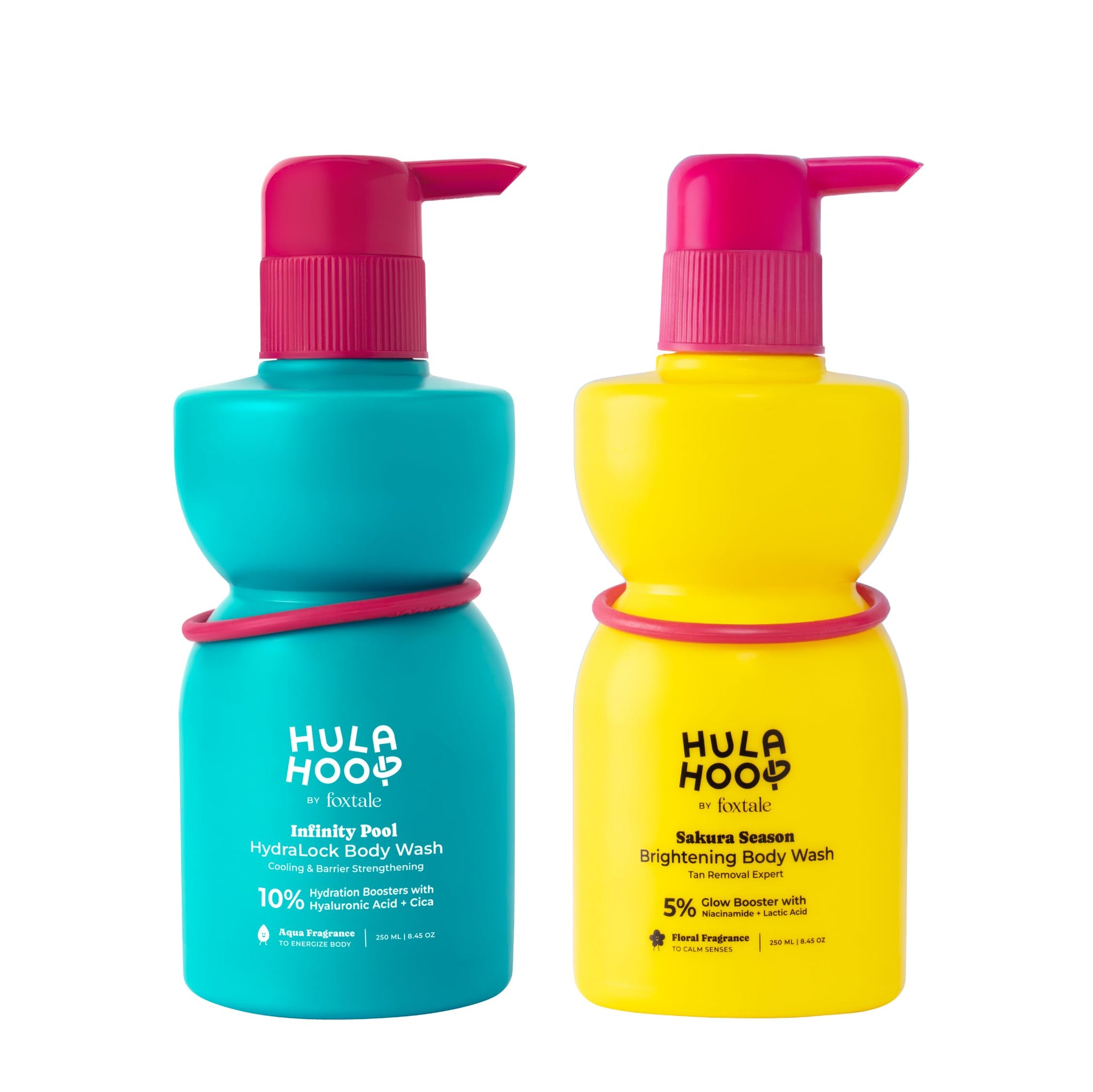 FoxTale Hula Hoop 8% De-Tan Body Wash, 2x250ml, with Niacinamide, Glycolic Acid & Salicylic Acid, Unisex (51)