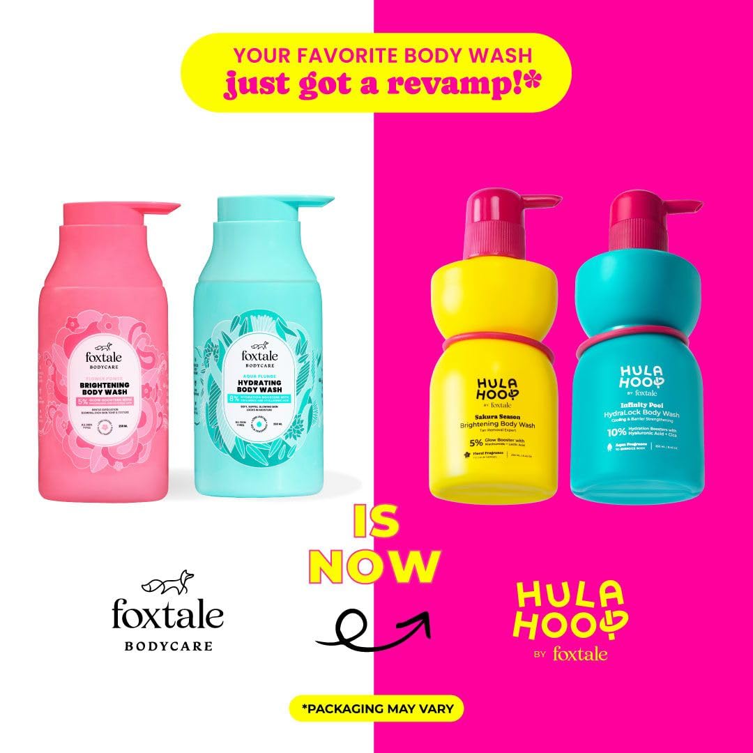 FoxTale Hula Hoop 8% De-Tan Body Wash, 2x250ml, with Niacinamide, Glycolic Acid & Salicylic Acid, Unisex - front view (52)