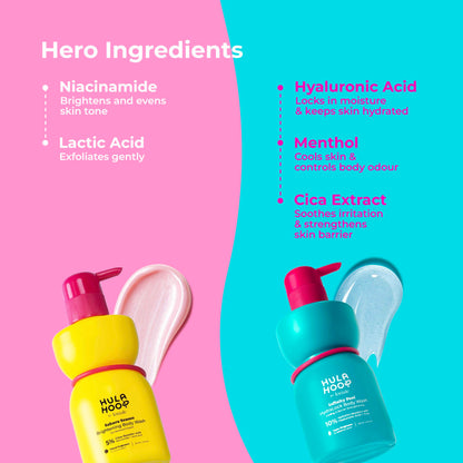 FoxTale Hula Hoop 8% De-Tan Body Wash, 2x250ml, with Niacinamide, Glycolic Acid & Salicylic Acid, Unisex - packaging (54)