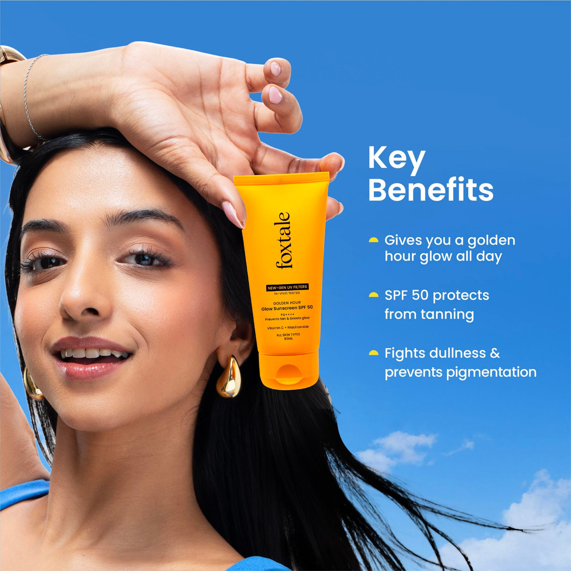 FoxTale Sunscreen SPF 50 PA++++ with Vitamin C & Niacinamide, Lightweight, Non-Greasy, No White Cast - front view (26)