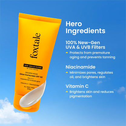 FoxTale Sunscreen SPF 50 PA++++ with Vitamin C & Niacinamide, Lightweight, Non-Greasy, No White Cast - back view (27)