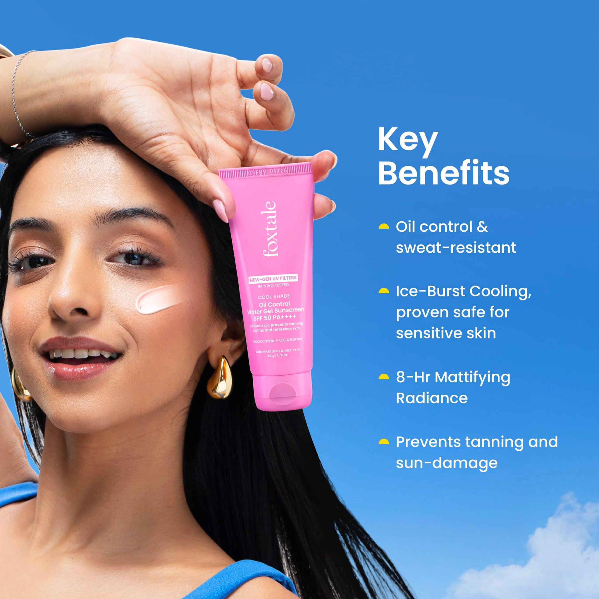 FoxTale Sunscreen SPF 50 PA++++ with Vitamin C & Niacinamide, Lightweight, Non-Greasy, No White Cast - front view (35)