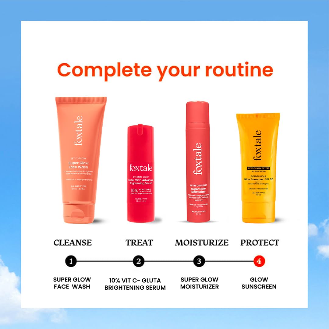 FoxTale Sunscreen SPF 50 PA++++ with Vitamin C & Niacinamide, Lightweight, Non-Greasy, No White Cast - size and scale