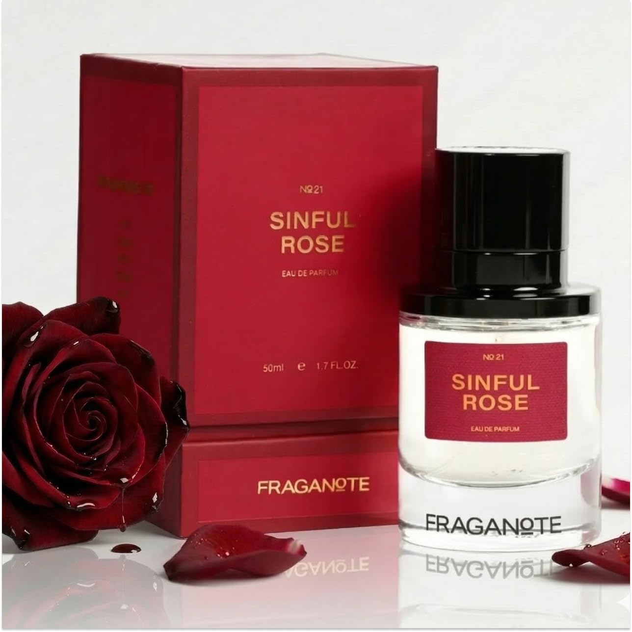 Fraganote Sinful Rose Unisex Eau de Parfum, 50ml, with Rose, Amber and Musk Notes, Magnetic Cap