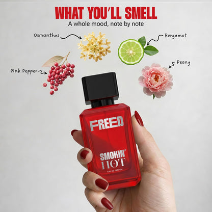 FREED Smokin' Hot Eau de Parfum for Women, 80ml, Spicy Floral Woody, Pink Pepper and Peony - ingredients panel
