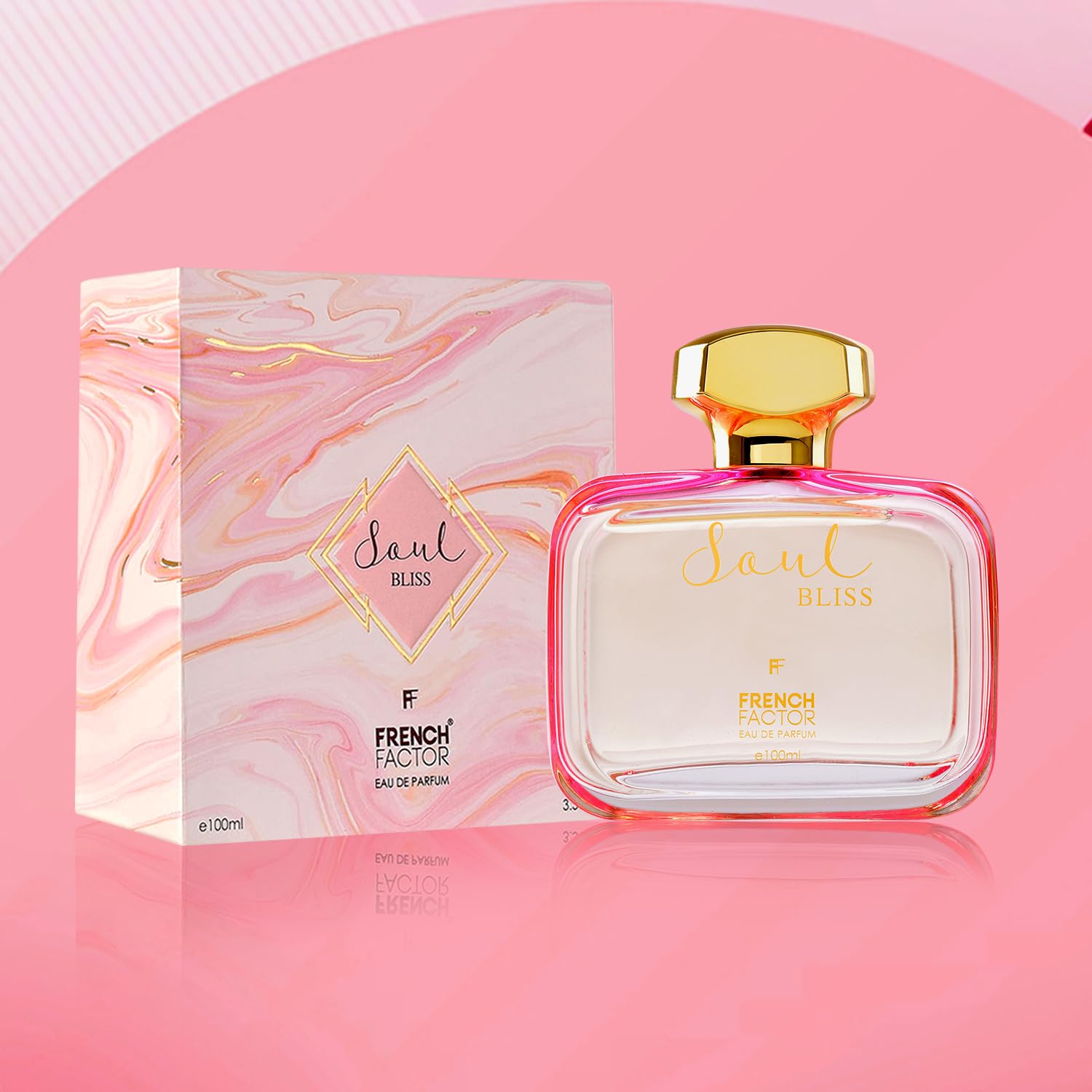 French Factor Soul Bliss Eau De Parfum for Women, 100ml Spray, Made in India by Pam Cosmetics - size and scale