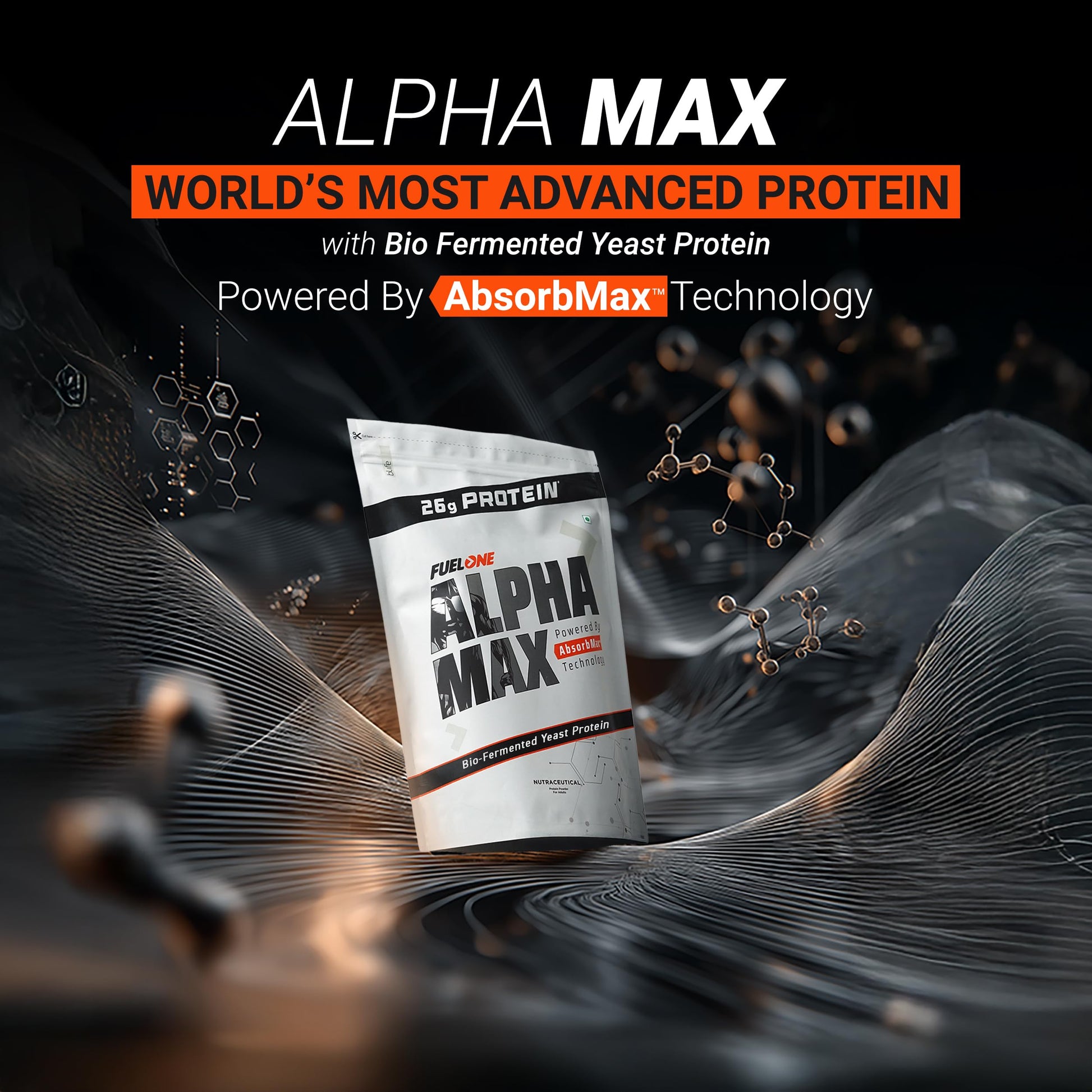 FUELONE Alpha Max Bio-Fermented Yeast Protein Powder, 1kg (2.2lbs), Adult Formula - front view