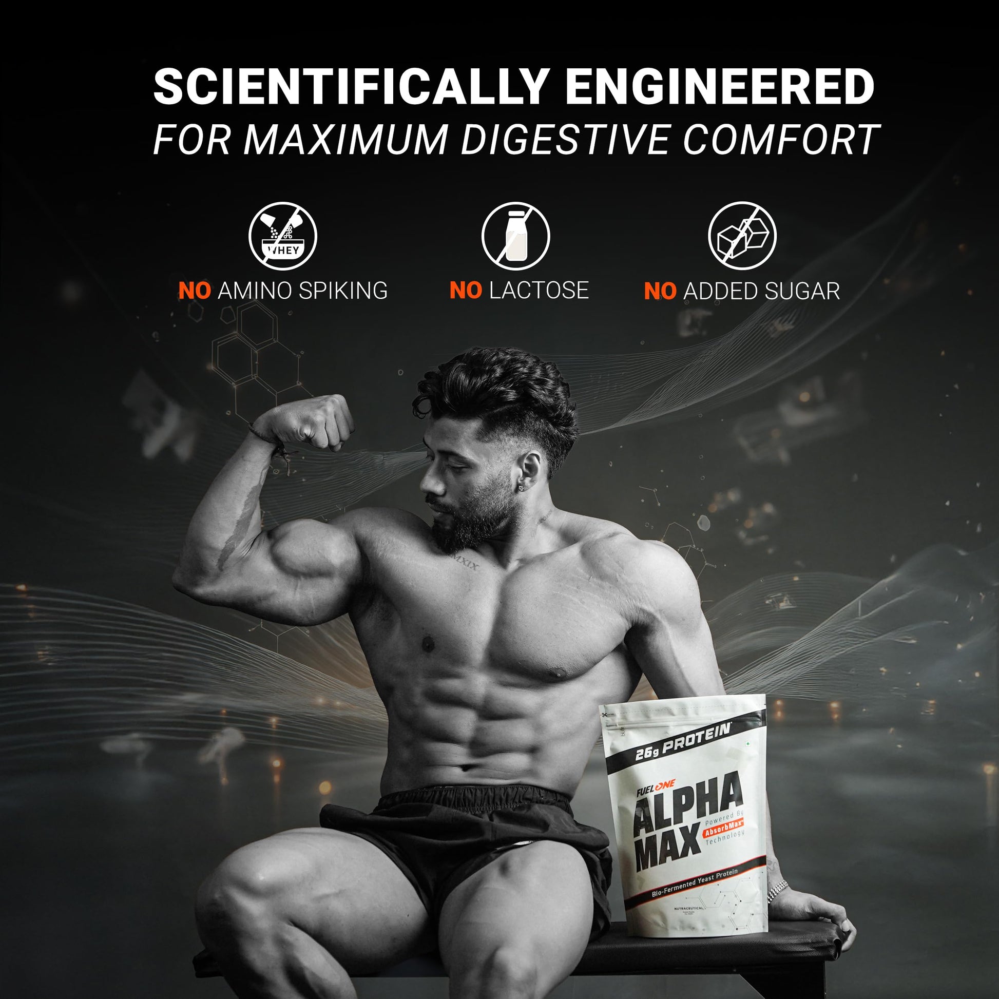 FUELONE Alpha Max Bio-Fermented Yeast Protein Powder, 1kg (2.2lbs), Adult Formula - back view