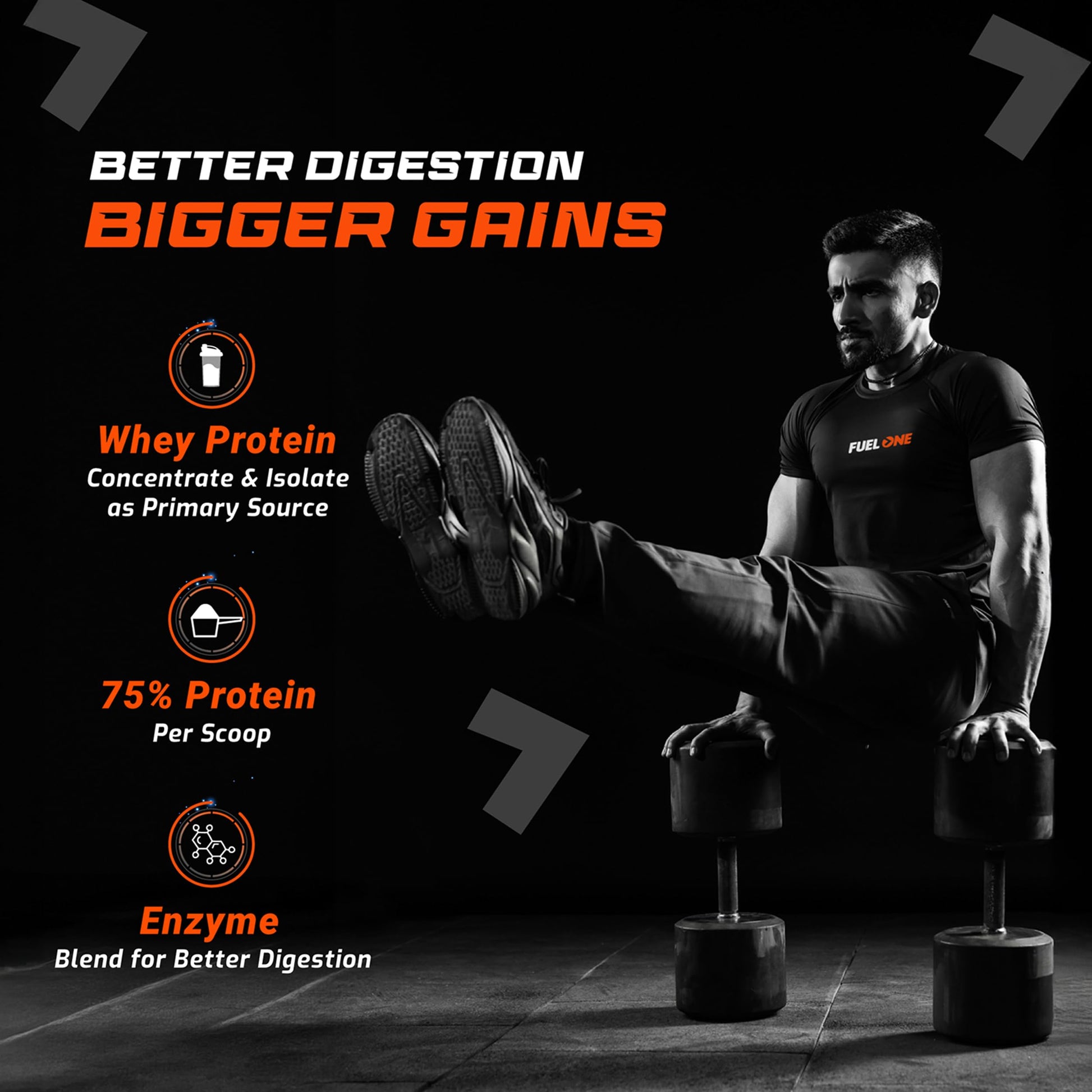 FUELONE Whey Max Protein Blend Powder, Cafe Mocha Flavor, 1kg, 27g Protein per Scoop, WPC + WPI Formula - ingredients panel