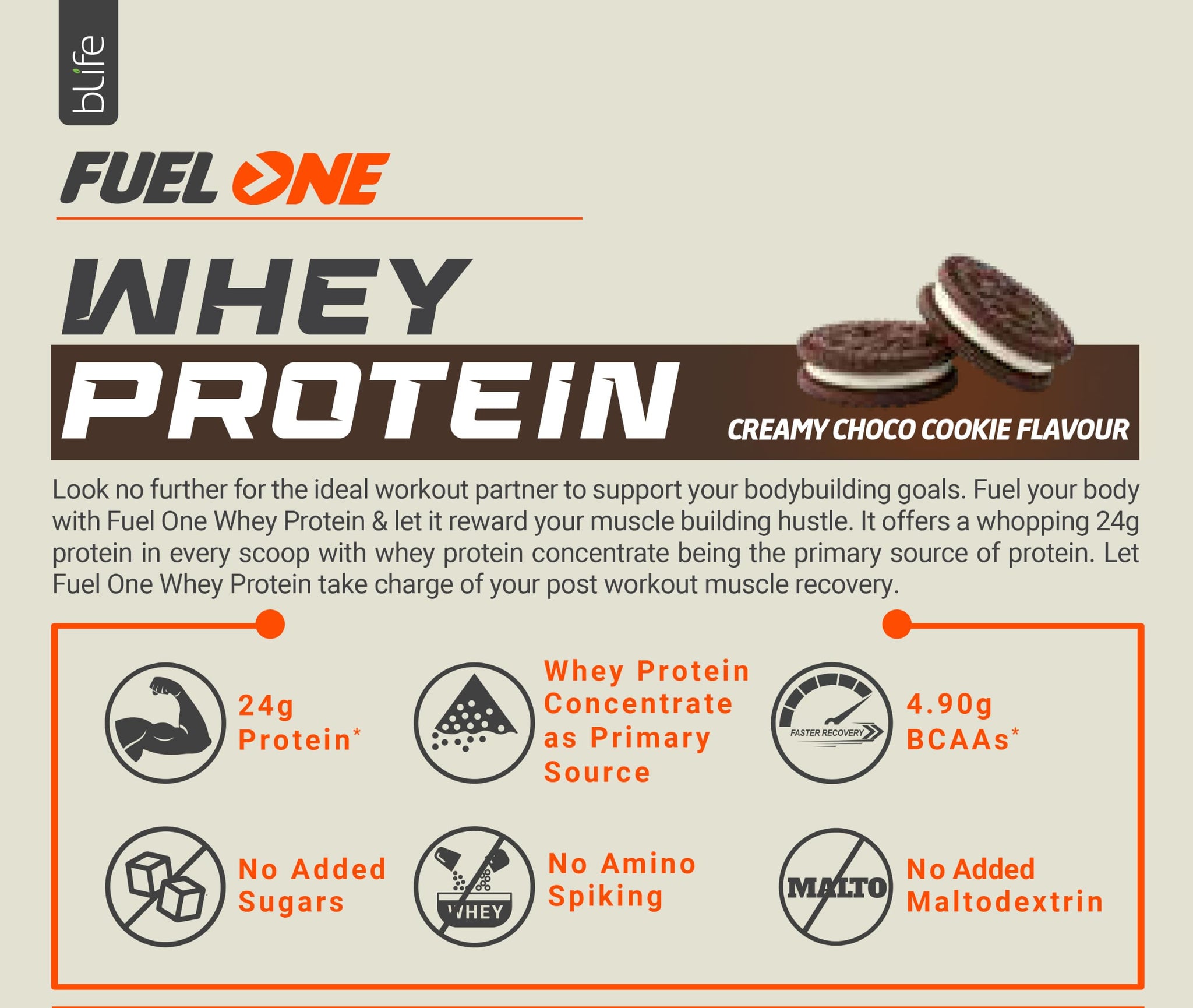 FUELONE Whey Protein Powder, 1kg, with BCAAs, EAAs, Zinc, Vitamin C and D - close-up detail (16)