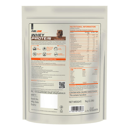 FUELONE Whey Protein Powder, 1kg, with BCAAs, EAAs, Zinc, Vitamin C and D - label detail (22)