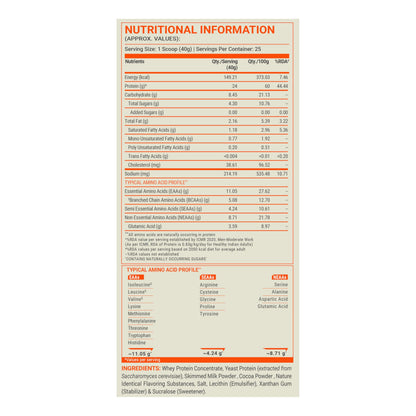 FUELONE Whey Protein Powder, 1kg, with BCAAs, EAAs, Zinc, Vitamin C and D - ingredients panel (23)
