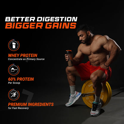 FUELONE Whey Protein Powder, 1kg, with BCAAs, EAAs, Zinc, Vitamin C and D - back view
