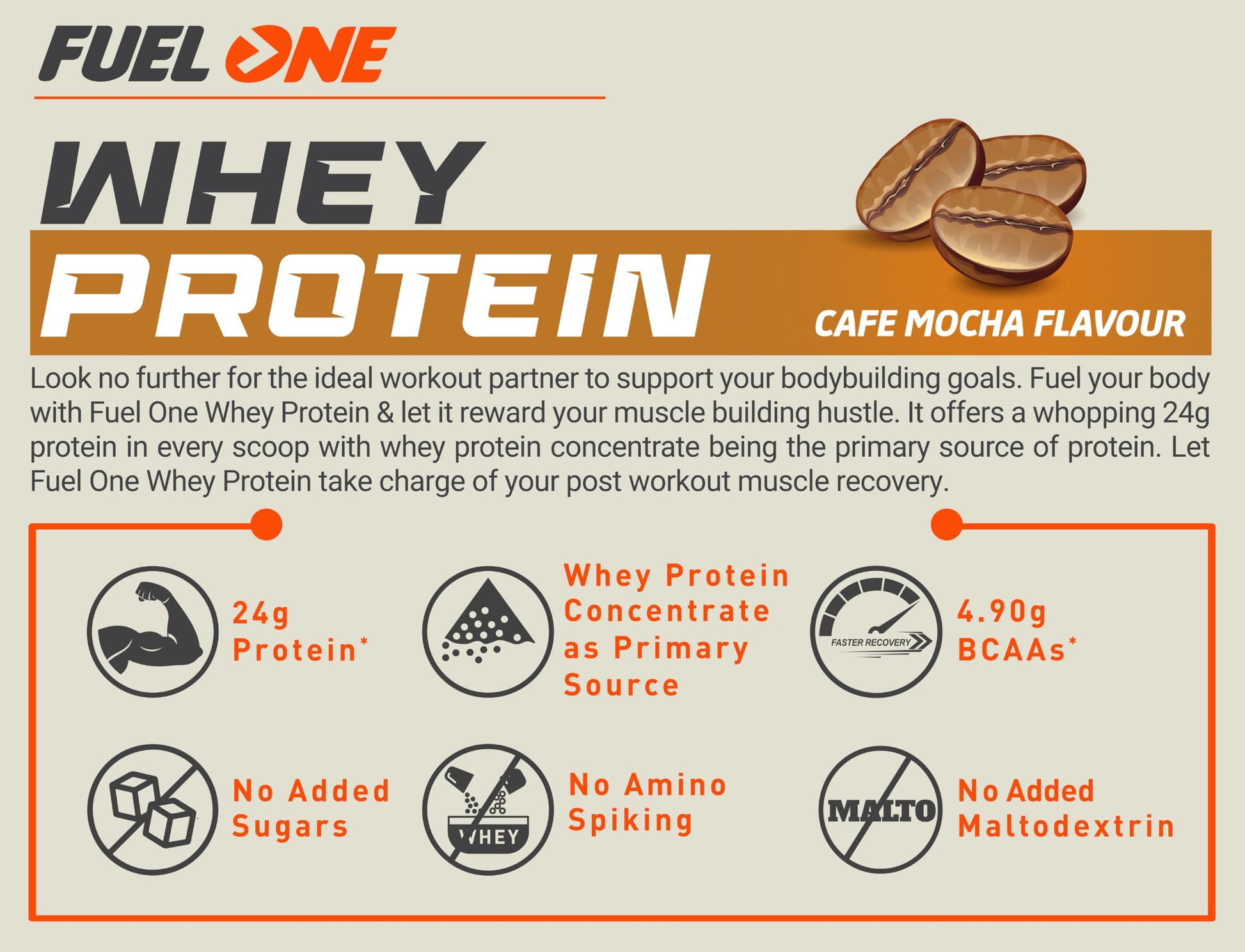 FUELONE Whey Protein Powder, 1kg, with BCAAs, EAAs, Zinc, Vitamin C and D - label detail
