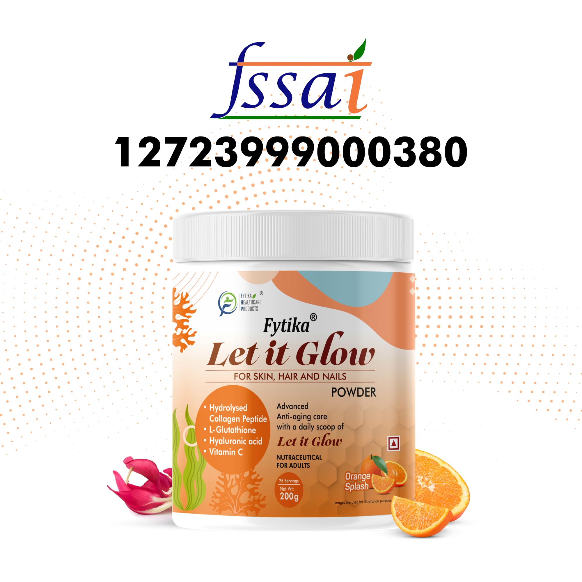 FYTIKA Let It Glow Marine Collagen Powder, 200g, Fruit Flavored Unisex Adult Nutritional Supplement - close-up detail (17)