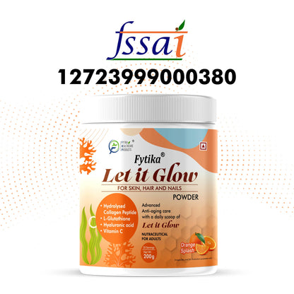 FYTIKA Let It Glow Marine Collagen Powder, 200g, Fruit Flavored Unisex Adult Nutritional Supplement - front view (20)