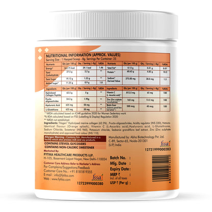 FYTIKA Let It Glow Marine Collagen Powder, 200g, Fruit Flavored Unisex Adult Nutritional Supplement - back view (21)