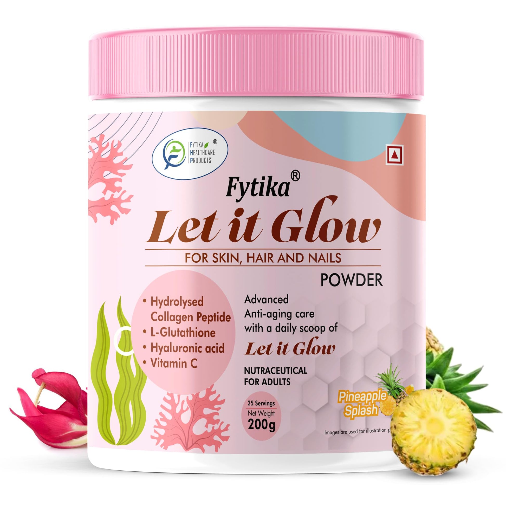 FYTIKA Let It Glow Marine Collagen Powder, 200g, Fruit Flavored Unisex Adult Nutritional Supplement (25)