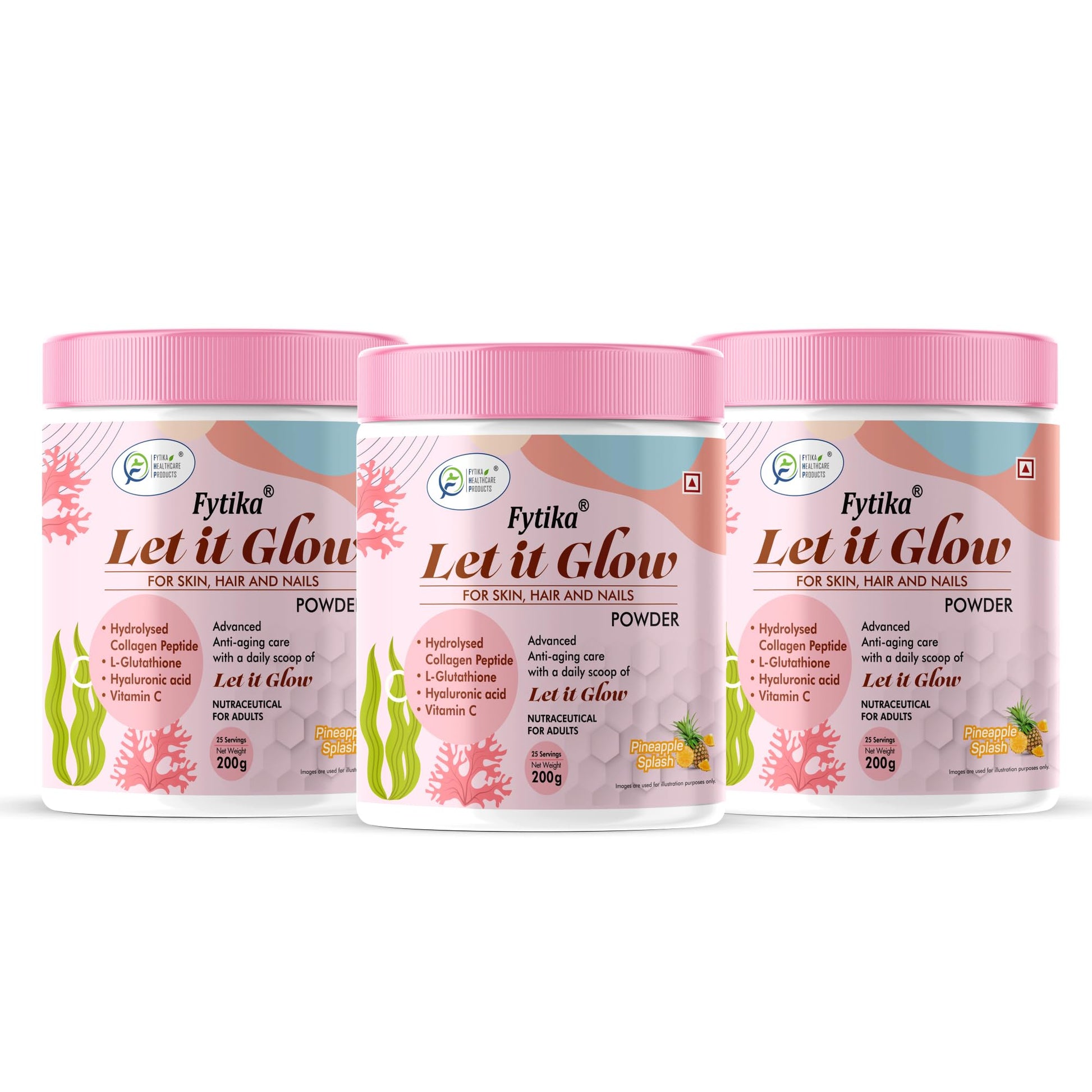 FYTIKA Let It Glow Marine Collagen Powder, 200g, Fruit Flavored Unisex Adult Nutritional Supplement (30)