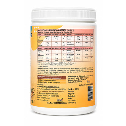 FYTIKA Let It Glow Marine Collagen Powder, 200g, Fruit Flavored Unisex Adult Nutritional Supplement - label detail