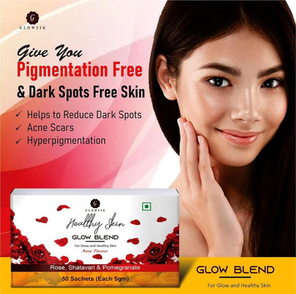 G-GLOWSIK Ayurvedic Herbal Supplement with Amla, Aloe Vera, Pomegranate, Rose, 30 Sachets, 100g - front view