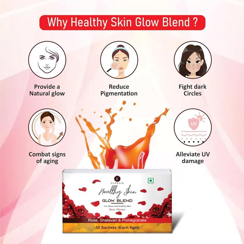 G-GLOWSIK Ayurvedic Herbal Supplement with Amla, Aloe Vera, Pomegranate, Rose, 30 Sachets, 100g - back view