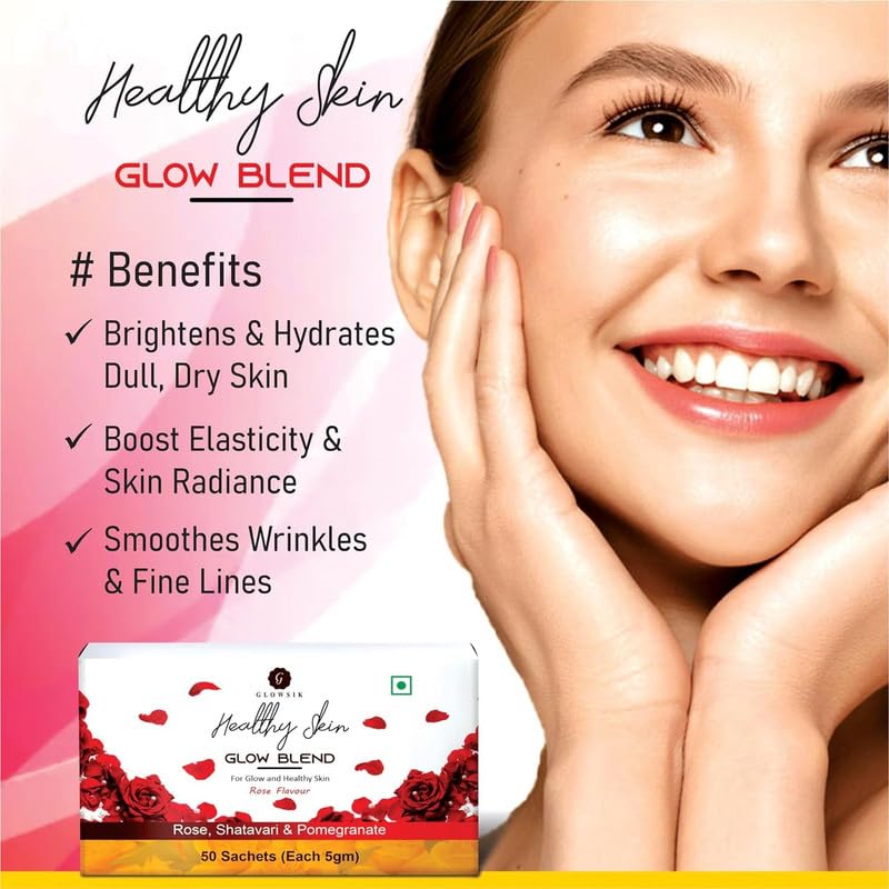 G-GLOWSIK Ayurvedic Herbal Supplement with Amla, Aloe Vera, Pomegranate, Rose, 30 Sachets, 100g - close-up detail