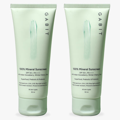 Gabit 100% Mineral Sunscreen SPF 50 PA++++, Zinc Oxide, Water & Sweat Resistant, Fragrance Free (8)